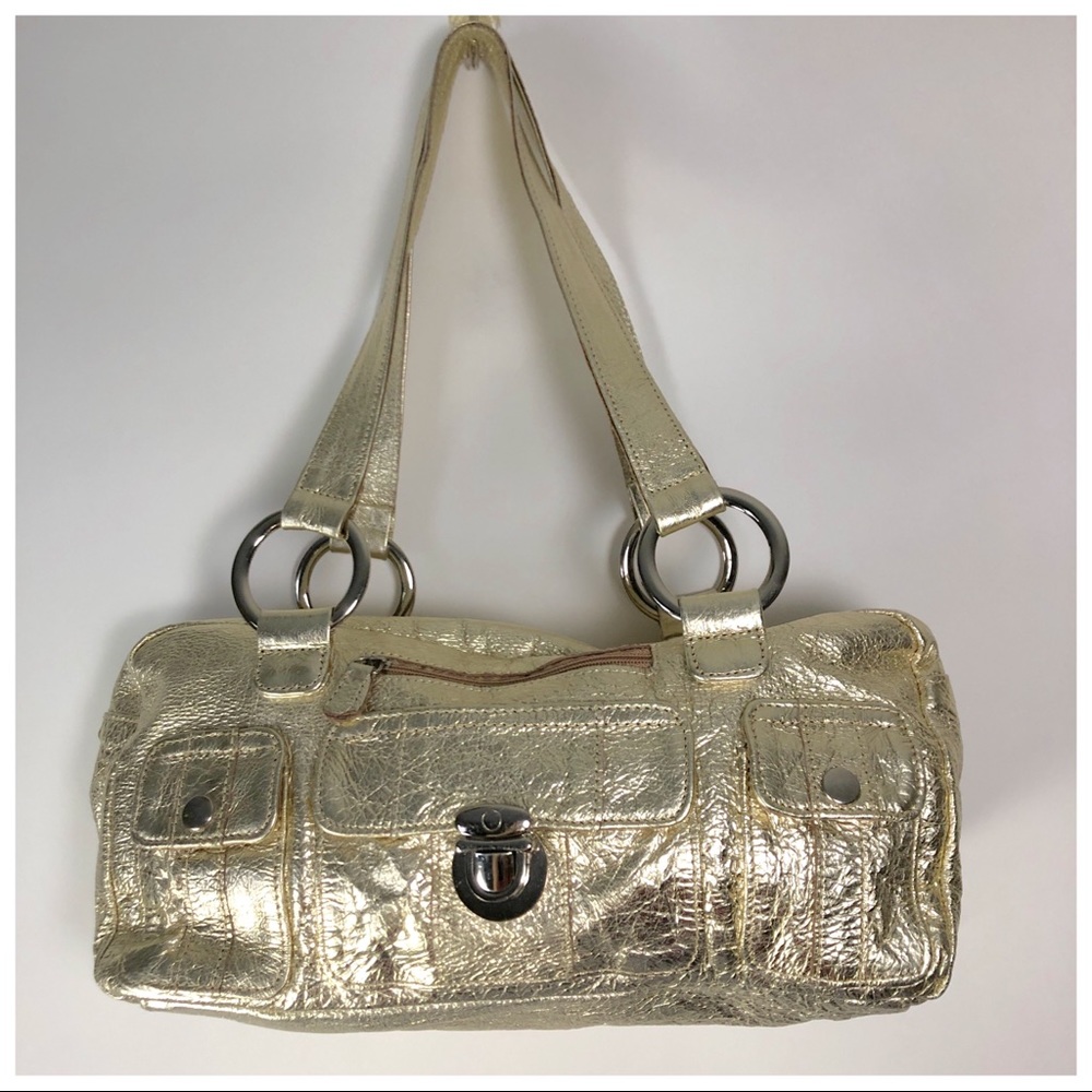 Tess Loriano Milano gold metallic leather hand…